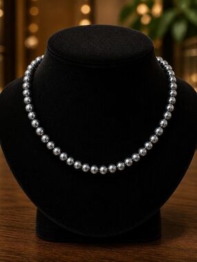 Classic Silver Glass Bead Necklace - Elegant Women’s Jewelry